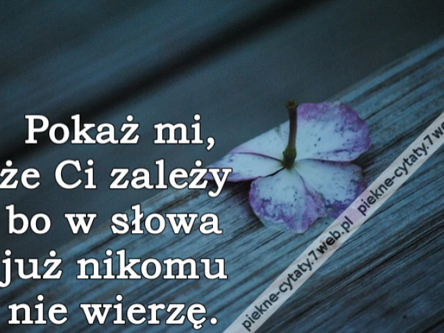 Pokaż mi, że Ci zależy bo w słowa już nikomu nie wierzę.