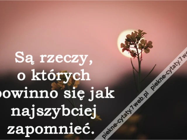 Są rzeczy, o których powinno się jak najszybciej zapomnieć.