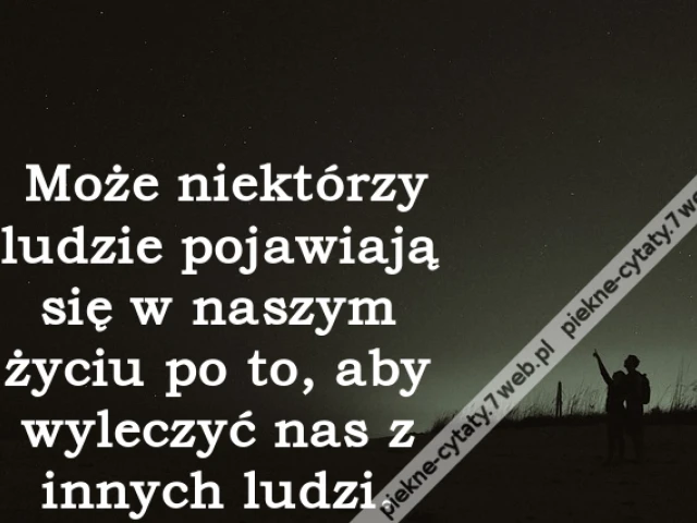 Może niektórzy ludzie pojawiają się w naszym życiu po to, aby wyleczyć nas z innych ludzi.