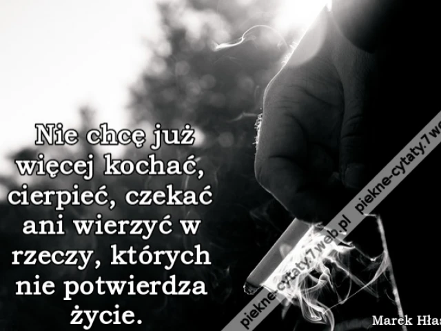 Nie chcę już więcej kochać, cierpieć, czekać ani wierzyć w rzeczy, których nie potwierdza życie.