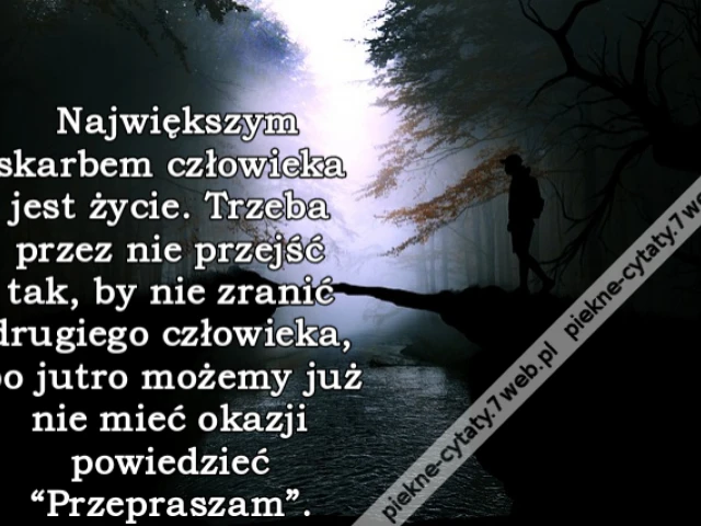 Największym skarbem człowieka jest życie. Trzeba przez nie przejść tak, by nie zranić drugiego człowieka, bo jutro możemy już nie mieć okazji powiedzieć “Przepraszam”.