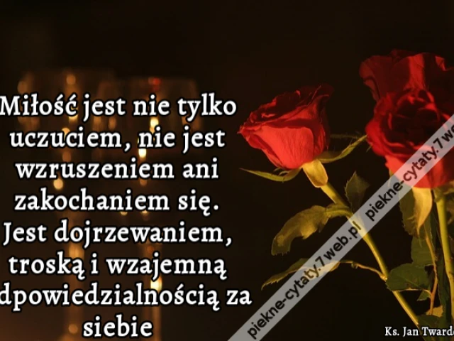 Miłość jest nie tylko uczuciem, nie jest wzruszeniem ani zakochaniem się. Jest dojrzewaniem, troską i wzajemną odpowiedzialnością za siebie.