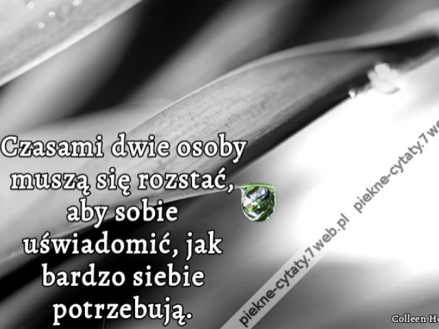 Czasami dwie osoby muszą się rozstać, aby sobie uświadomić, jak bardzo siebie potrzebują.