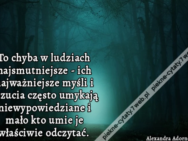 To chyba w ludziach najsmutniejsze - ich najważniejsze myśli i uczucia często umykają niewypowiedziane i mało kto umie je właściwie odczytać.