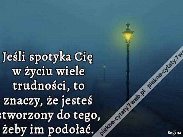 Jeśli spotyka Cię w życiu wiele trudności, to znaczy, że jesteś stworzony do tego, żeby im podołać.