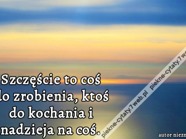 Szczęście to coś do zrobienia, ktoś do kochania i nadzieja na coś.
