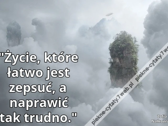 "Życie, które łatwo jest zepsuć, a naprawić tak trudno."i