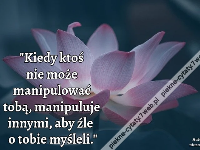 Kiedy ktoś nie może manipulować tobą, manipuluje innymi, aby źle o tobie myśleli.