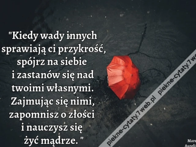 Kiedy wady innych sprawiają ci przykrość, spójrz na siebie i zastanów się nad twoimi własnymi. Zajmując się nimi, zapomnisz o złości i nauczysz się żyć mądrze.
