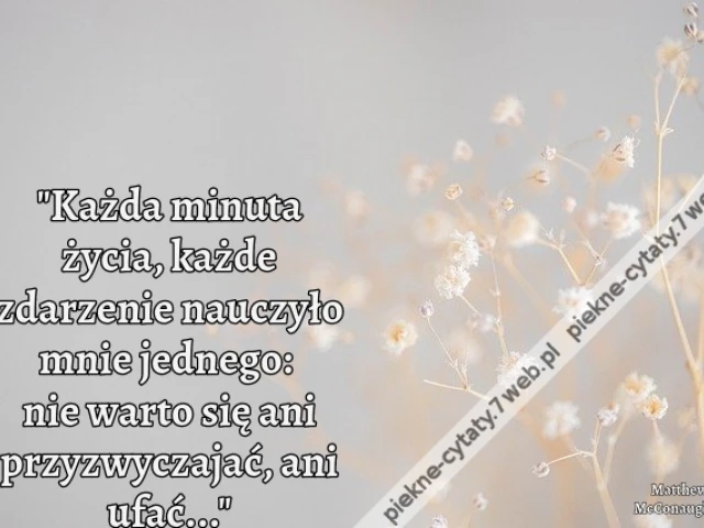 Każda minuta życia, każde zdarzenie nauczyło mnie jednego: nie warto się ani przyzwyczajać, ani ufać...