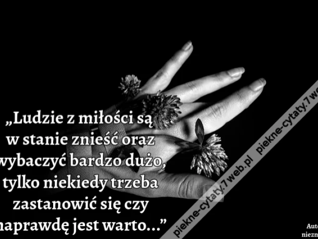 „Ludzie z miłości są w stanie znieść oraz wybaczyć bardzo dużo, tylko niekiedy trzeba zastanowić się czy naprawdę jest warto...”