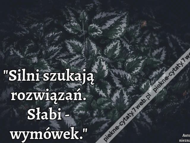 "Silni szukają rozwiązań. Słabi - wymówek."