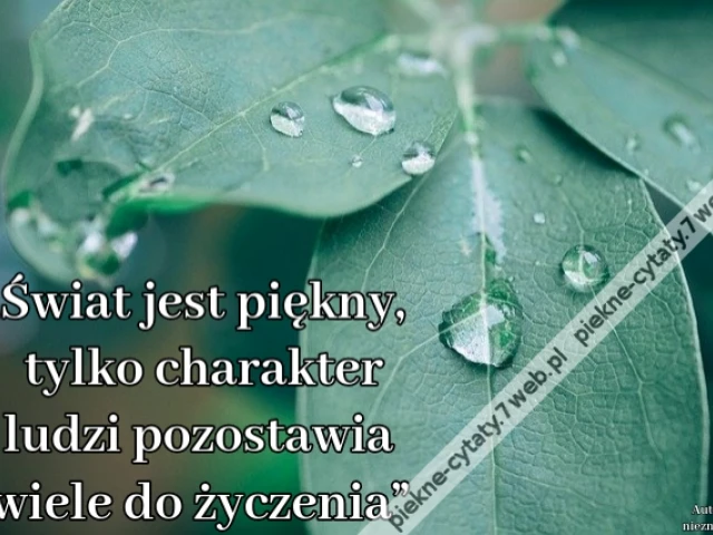 „Świat jest piękny, tylko charakter ludzi pozostawia wiele do życzenia”