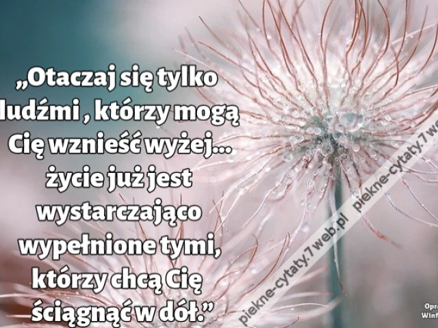 „Otaczaj się tylko ludźmi , którzy mogą Cię wznieść wyżej... życie już jest wystarczająco wypełnione tymi, którzy chcą Cię ściągnąć w dół.”