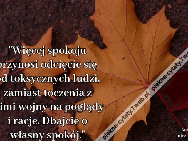 Więcej spokoju przynosi odcięcie się od toksycznych ludzi, zamiast toczenia z nimi wojny na poglądy i racje. Dbajcie o własny spokój.