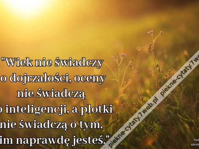 Wiek nie świadczy o dojrzałości, oceny nie świadczą o inteligencji, a plotki nie świadczą o tym, kim naprawdę jesteś.