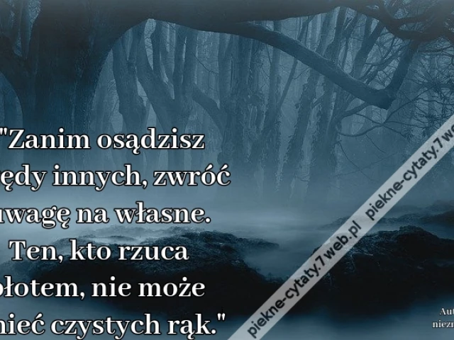 Zanim osądzisz błędy innych, zwróć uwagę na własne. Ten, kto rzuca błotem, nie może mieć czystych rąk.