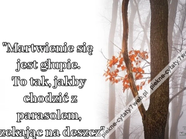 Martwienie się jest głupie. To tak, jakby chodzić z parasolem, czekając na deszcz