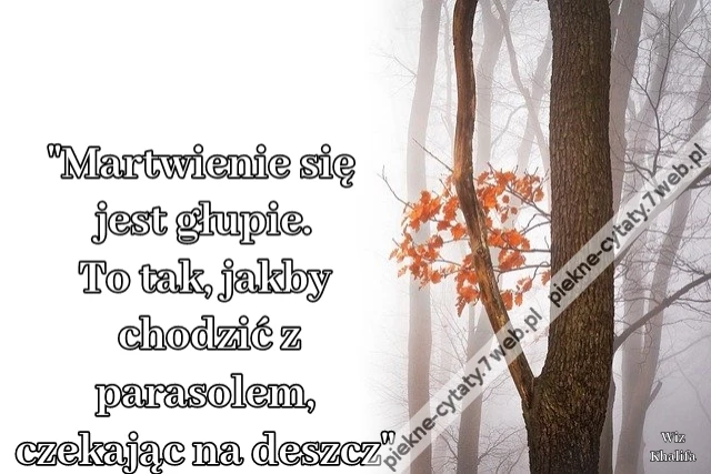 Martwienie się jest głupie. To tak, jakby chodzić z parasolem, czekając na deszcz