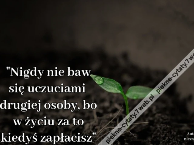 Nigdy nie baw się uczuciami drugiej osoby, bo w życiu za to kiedyś zapłacisz