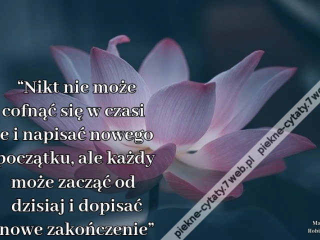 “Nikt nie może cofnąć się w czasie i napisać nowego początku, ale każdy może zacząć od dzisiaj i dopisać nowe zakończenie”.