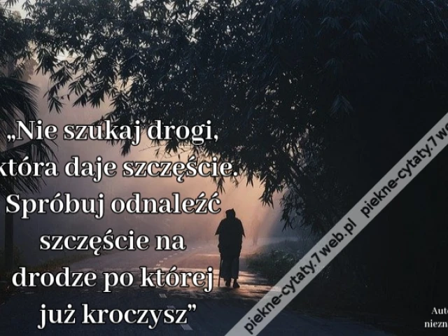 „Nie szukaj drogi, która daje szczęście. Spróbuj odnaleźć szczęście na drodze po której już kroczysz”