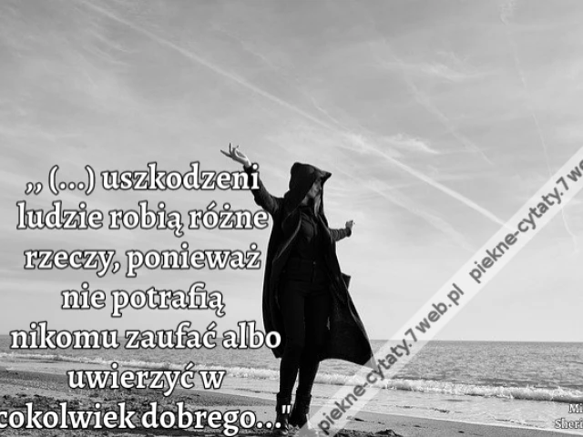uszkodzeni ludzie robią różne rzeczy, ponieważ nie potrafią nikomu zaufać albo uwierzyć w cokolwiek dobrego.