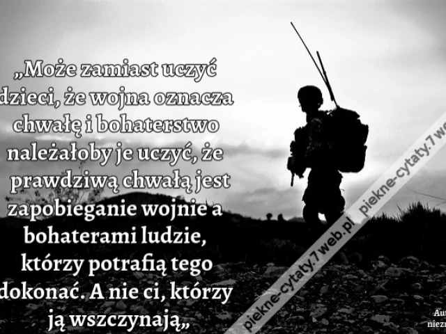 „Może zamiast uczyć dzieci, że wojna oznacza chwałę i bohaterstwo należałoby je uczyć, że prawdziwą chwałą jest zapobieganie wojnie a bohaterami ludzie, którzy potrafią tego dokonać. A nie ci, którzy ją wszczynają„