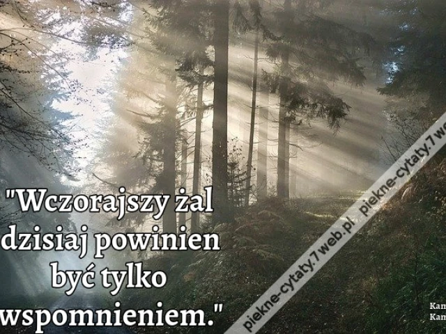 Wczorajszy żal dzisiaj powinien być tylko wspomnieniem.