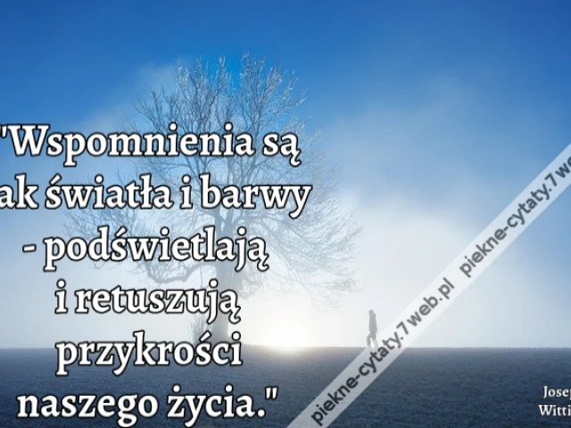 Wspomnienia są jak światła i barwy - podświetlają i retuszują przykrości naszego życia.