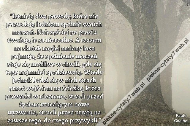 Istnieją dwa powody, które nie pozwalają ludziom spełnić swoich marzeń. Najczęściej po prostu uważają je za nierealne. A czasem na skutek nagłej zmiany losu pojmują, że spełnienie marzeń staje się możliwe w chwili, gdy się tego najmniej spodziewają. Wtedy