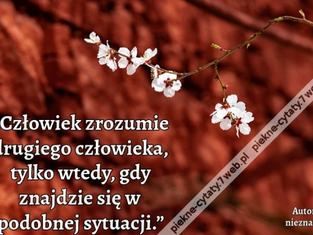 „Człowiek zrozumie drugiego człowieka, tylko wtedy, gdy znajdzie się w podobnej sytuacji.”