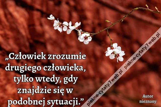 „Człowiek zrozumie drugiego człowieka, tylko wtedy, gdy znajdzie się w podobnej sytuacji.”