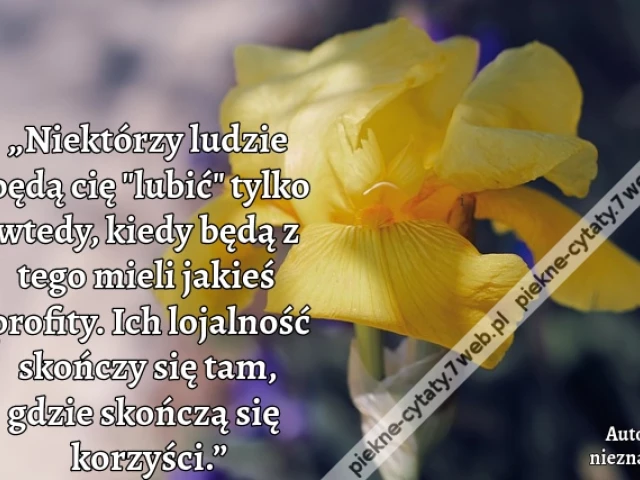 „Niektórzy ludzie będą cię "lubić" tylko wtedy, kiedy będą z tego mieli jakieś profity. Ich lojalność skończy się tam, gdzie skończą się korzyści.”