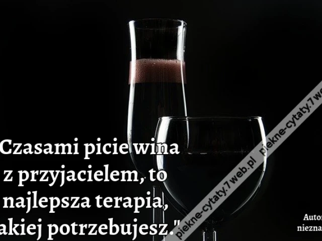Czasami picie wina z przyjacielem, to najlepsza terapia, jakiej potrzebujesz.