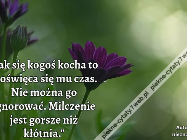 Jak się kogoś kocha to poświęca się mu czas. Nie można go ignorować. Milczenie jest gorsze niż kłótnia.