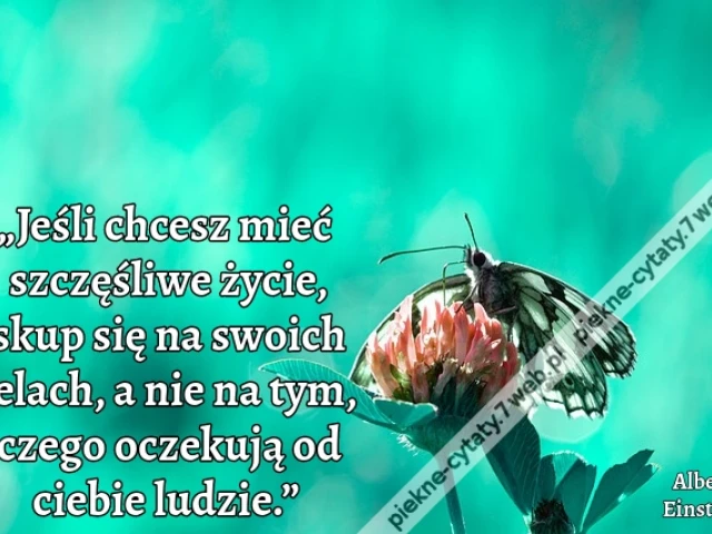 „Jeśli chcesz mieć szczęśliwe życie, skup się na swoich celach, a nie na tym, czego oczekują od ciebie ludzie.”