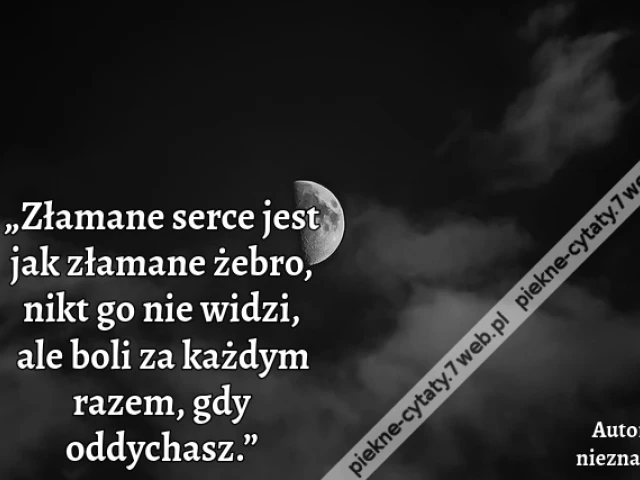 „Złamane serce jest jak złamane żebro, nikt go nie widzi, ale boli za każdym razem, gdy oddychasz.”
