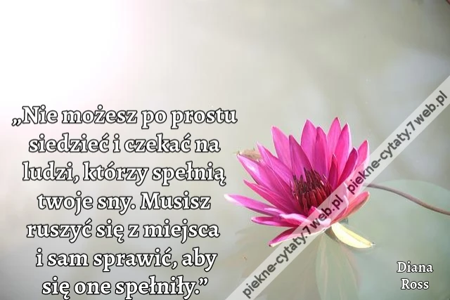 „Nie możesz po prostu siedzieć i czekać na ludzi, którzy spełnią twoje sny. Musisz ruszyć się z miejsca i sam sprawić, aby się one spełniły.”