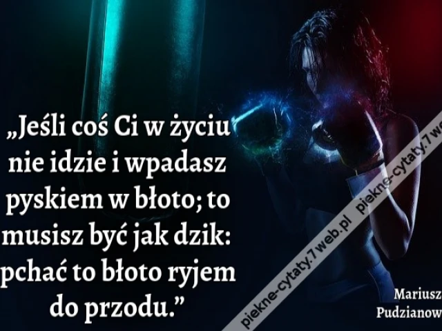 „Jeśli coś Ci w życiu nie idzie i wpadasz pyskiem w błoto; to musisz być jak dzik: pchać to błoto ryjem do przodu.”