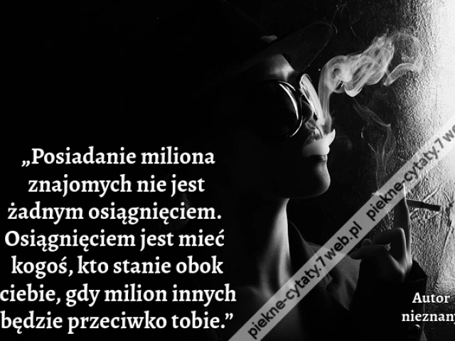 „Posiadanie miliona znajomych nie jest żadnym osiągnięciem. Osiągnięciem jest mieć kogoś, kto stanie obok ciebie, gdy milion innych będzie przeciwko tobie.”