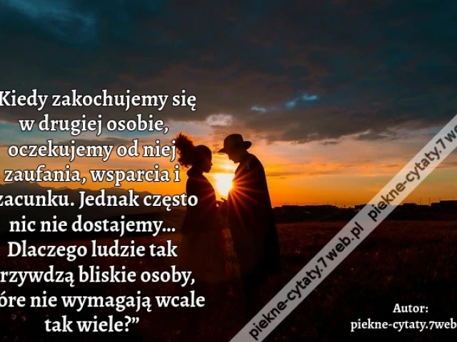 „Kiedy zakochujemy się w drugiej osobie, oczekujemy od niej zaufania, wsparcia i szacunku. Jednak często nic nie dostajemy… Dlaczego ludzie tak krzywdzą bliskie osoby, które nie wymagają wcale tak wiele?”