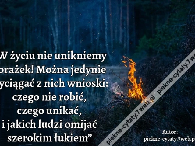 „W życiu nie unikniemy porażek! Można jedynie wyciągać z nich wnioski: czego nie robić, czego unikać, i jakich ludzi omijać szerokim łukiem”i