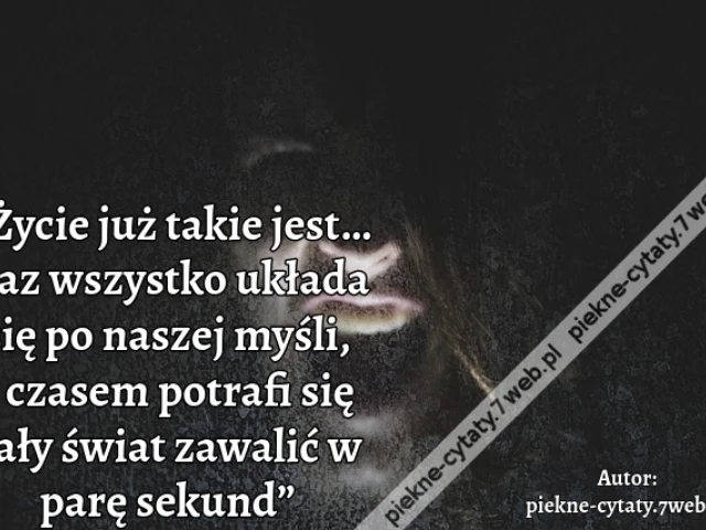 „Życie już takie jest… Raz wszystko układa się po naszej myśli, a czasem potrafi się cały świat zawalić w parę sekund”