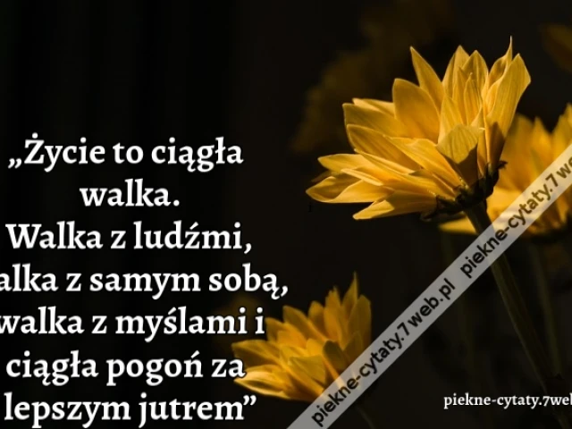 „Życie to ciągła walka. Walka z ludźmi, walka z samym sobą, walka z myślami i ciągła pogoń za lepszym jutrem”