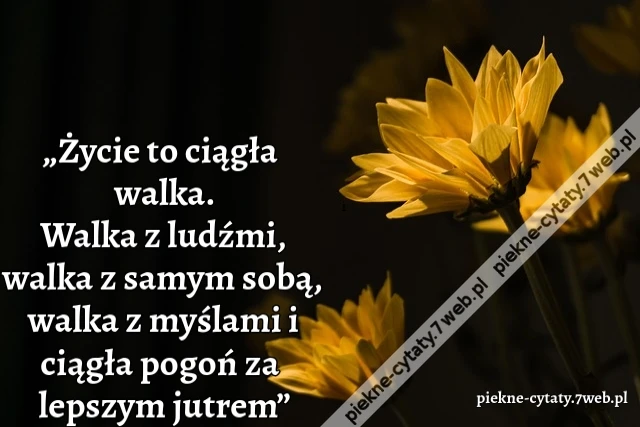 „Życie to ciągła walka. Walka z ludźmi, walka z samym sobą, walka z myślami i ciągła pogoń za lepszym jutrem”