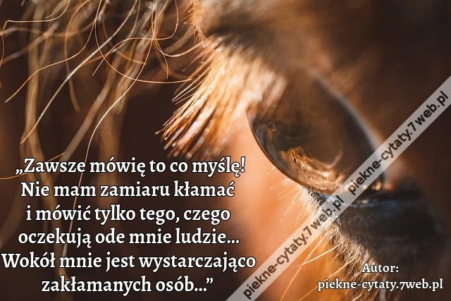 „Zawsze mówię to co myślę! Nie mam zamiaru kłamać i mówić tylko tego, czego oczekują ode mnie ludzie… Wokół mnie jest wystarczająco zakłamanych osób…”
