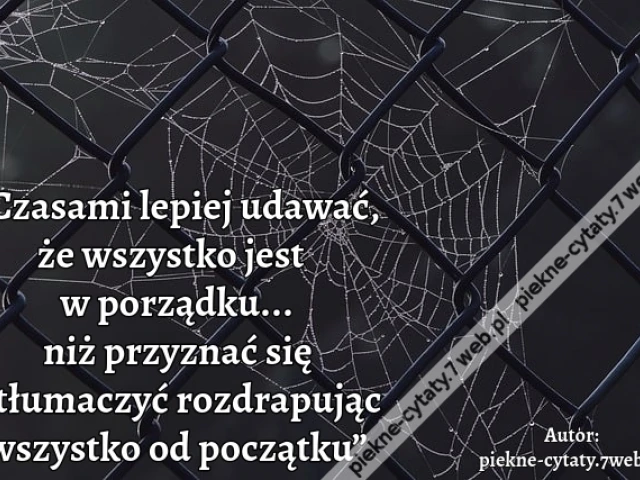 „Czasami lepiej udawać, że wszystko jest w porządku... niż przyznać się i tłumaczyć rozdrapując wszystko od początku”