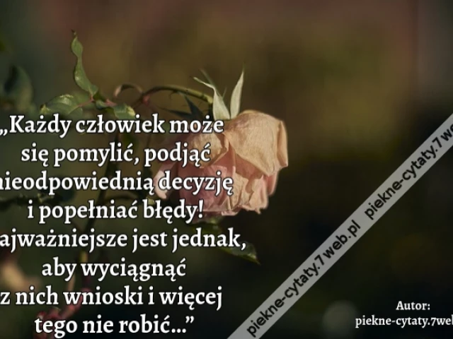 „Każdy człowiek może się pomylić, podjąć nieodpowiednią decyzję i popełniać błędy! Najważniejsze jest jednak, aby wyciągnąć z nich wnioski i więcej tego nie robić…”
