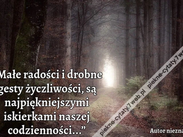 „Małe radości i drobne gesty życzliwości, są najpiękniejszymi iskierkami naszej codzienności...”